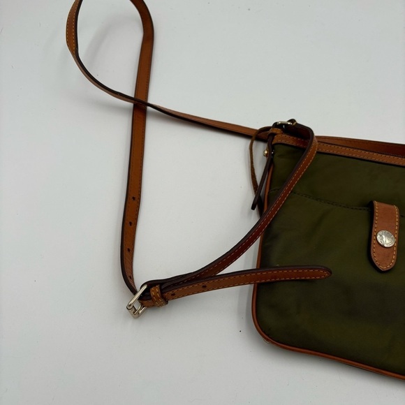 Dooney & Bourke Women’s Green Nylon Brown Leather Trim Crossbody Bag - Picture 4 of 6